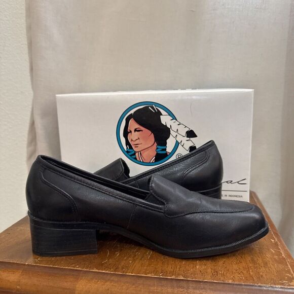 Cherokee 90s Y2K Black‎ Leather Lug Slip On Womens Mules Loafer Heels Bratz 7.5 - Picture 4 of 8